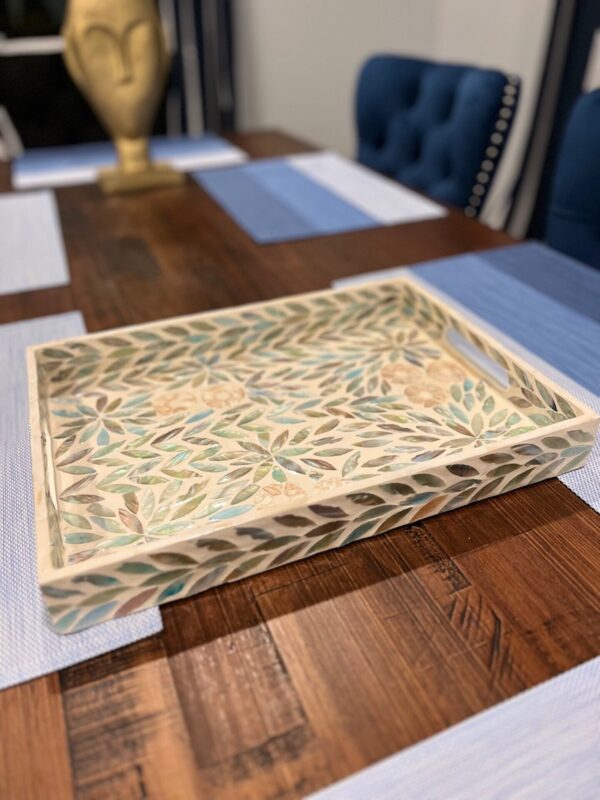 Mop Flower Pattern Tray | Premium Large Tray | Spacious & Stylish for Every Occasion - Image 2