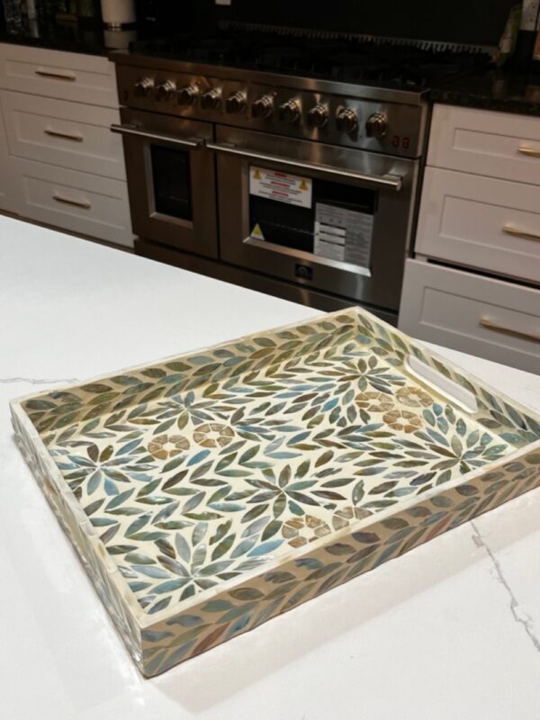 Mop Flower Pattern Tray | Premium Large Tray | Spacious & Stylish for Every Occasion