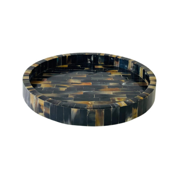 Horn Round Tray |  Handcrafted Black Round Tray | Stylish & Functional - Image 2