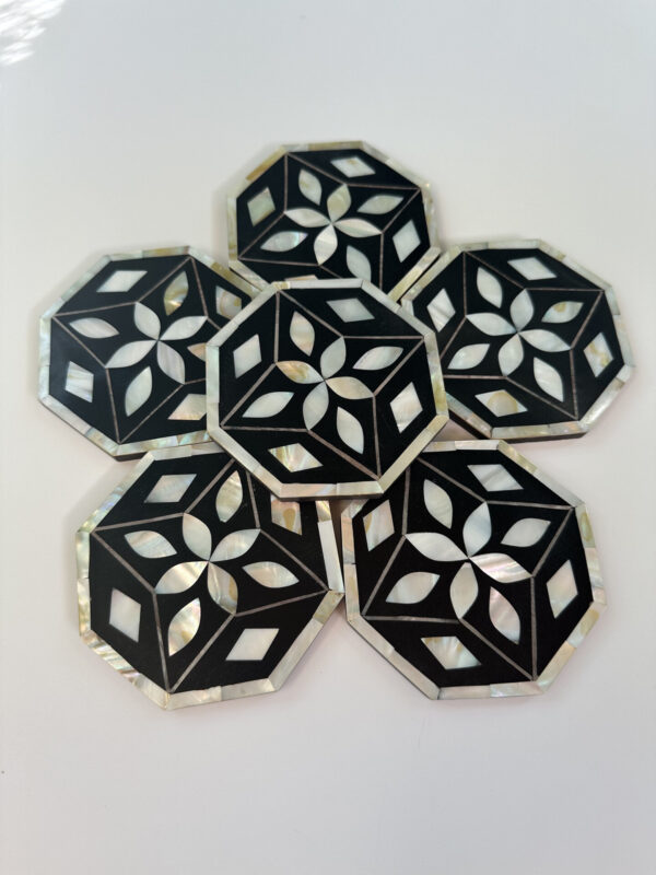 Mop Round Coasters | Elegant Black Coasters | Custom Designs & Wholesale Supply